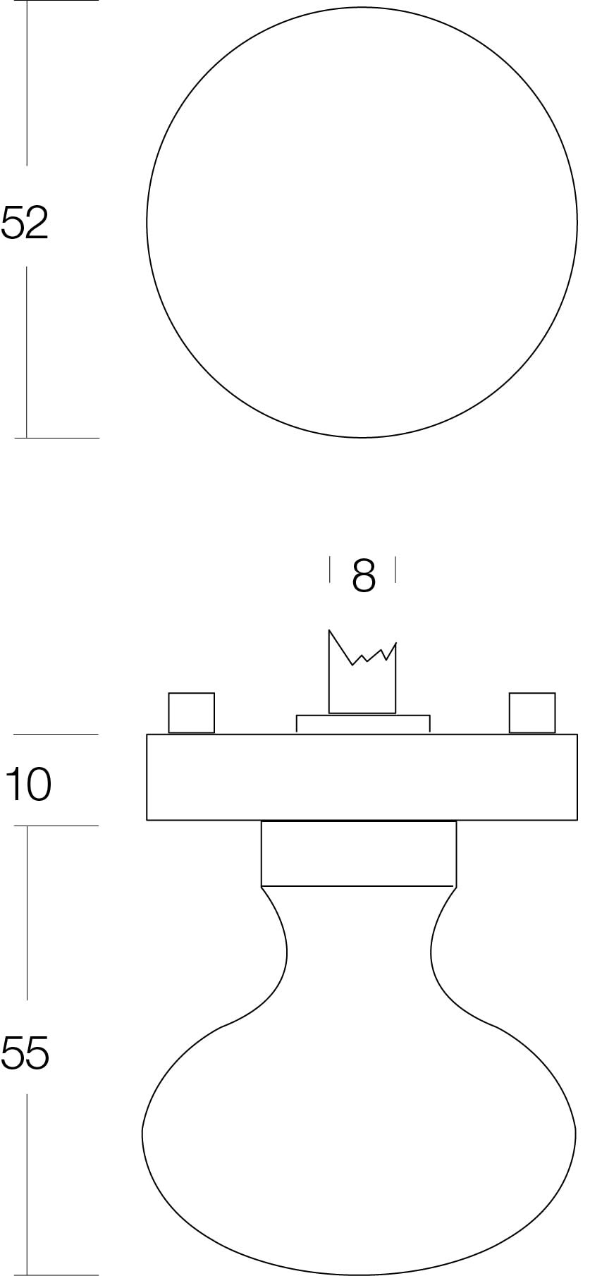 Intersteel knop op rozet nikkel mat – detail