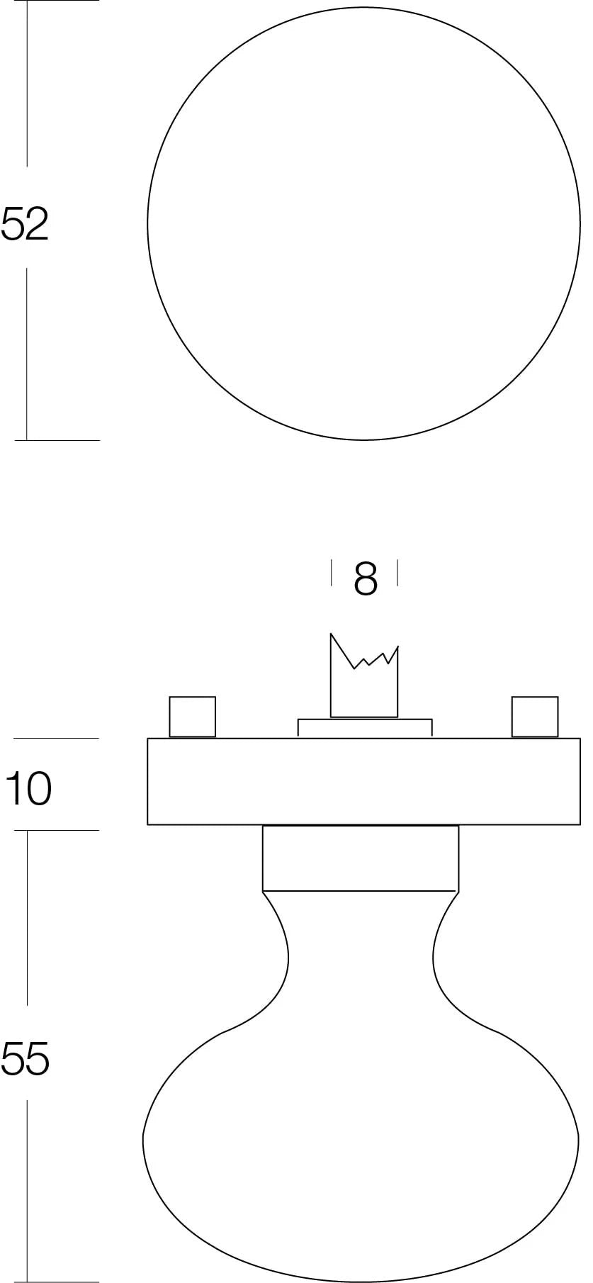 Intersteel knop op rozet 52x10 mm zwart – detail