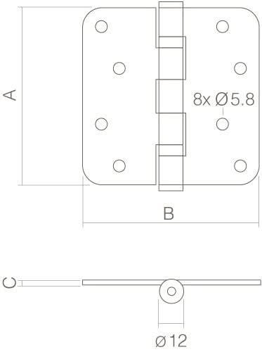Intersteel kogellagerscharnier 102x102 mm rvs geborsteld – detail
