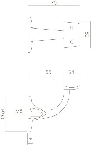 Intersteel leuninghouder achterplaat hol zadel rvs geborsteld – detailfoto