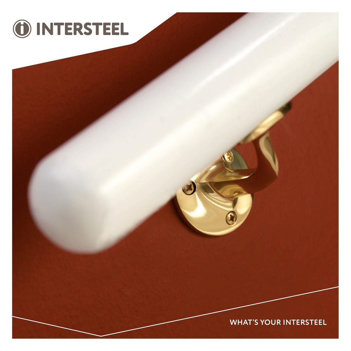 Intersteel leuninghouder messing gelakt met hol zadel detail