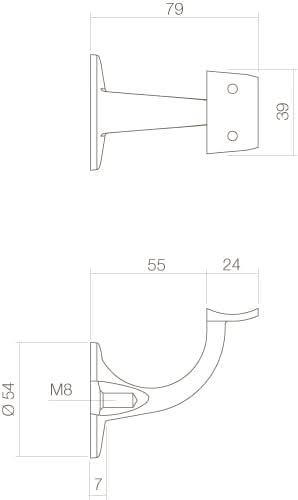 Intersteel leuninghouder hol zadel opschroevend rvs geborsteld – detailfoto