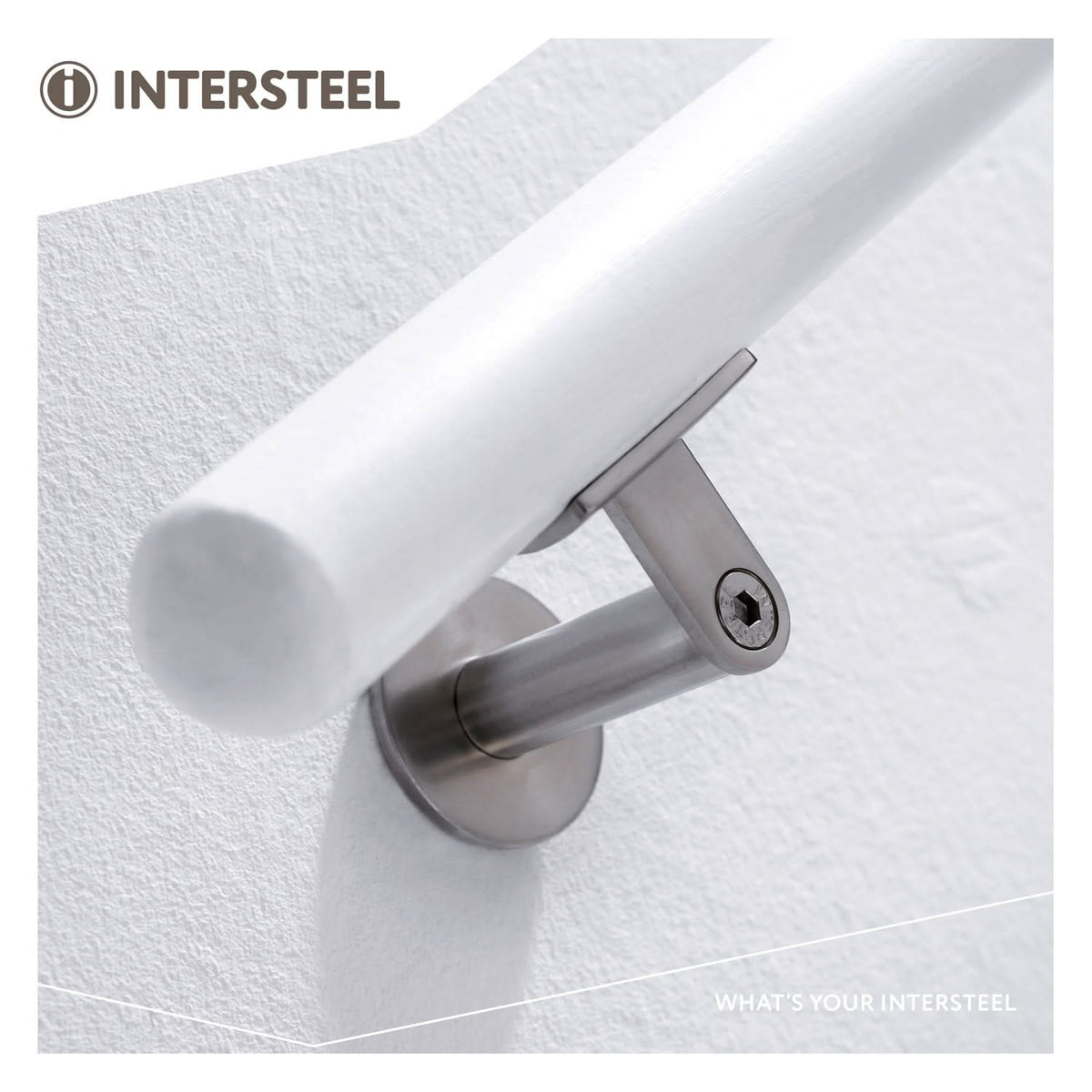 Intersteel leuninghouder zwaar hol zadel rvs geborsteld – productafbeelding