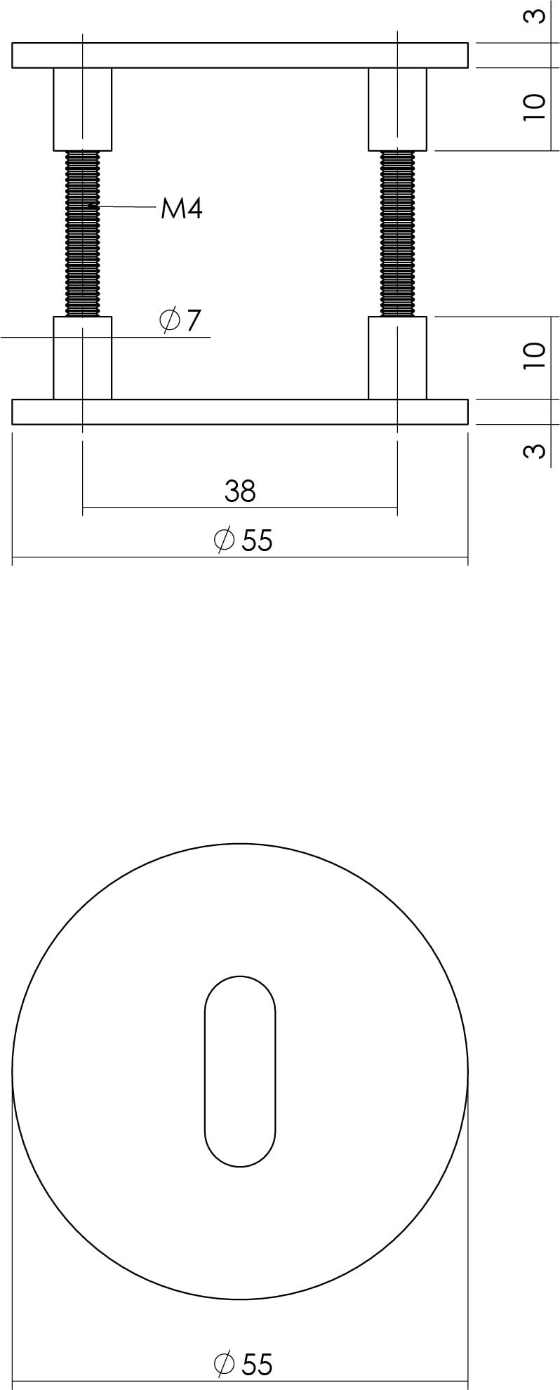 Intersteel magneetrozet rond met sleutelgat RVS geborsteld detail