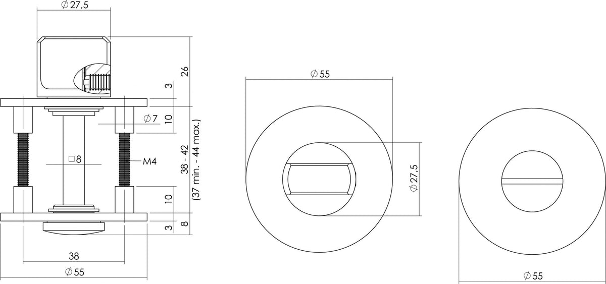 Intersteel magneetrozet rond met WC-/badkamersluiting RVS geborsteld detail