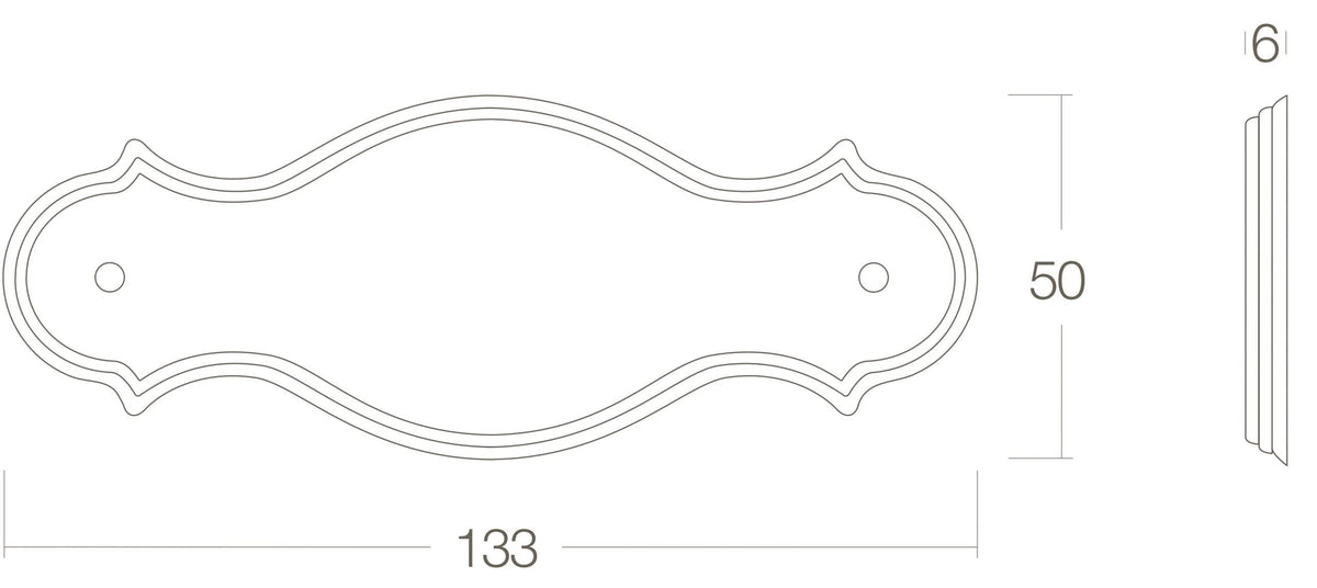 Intersteel naamplaat messing gelakt met rand 133x50x6mm – detail