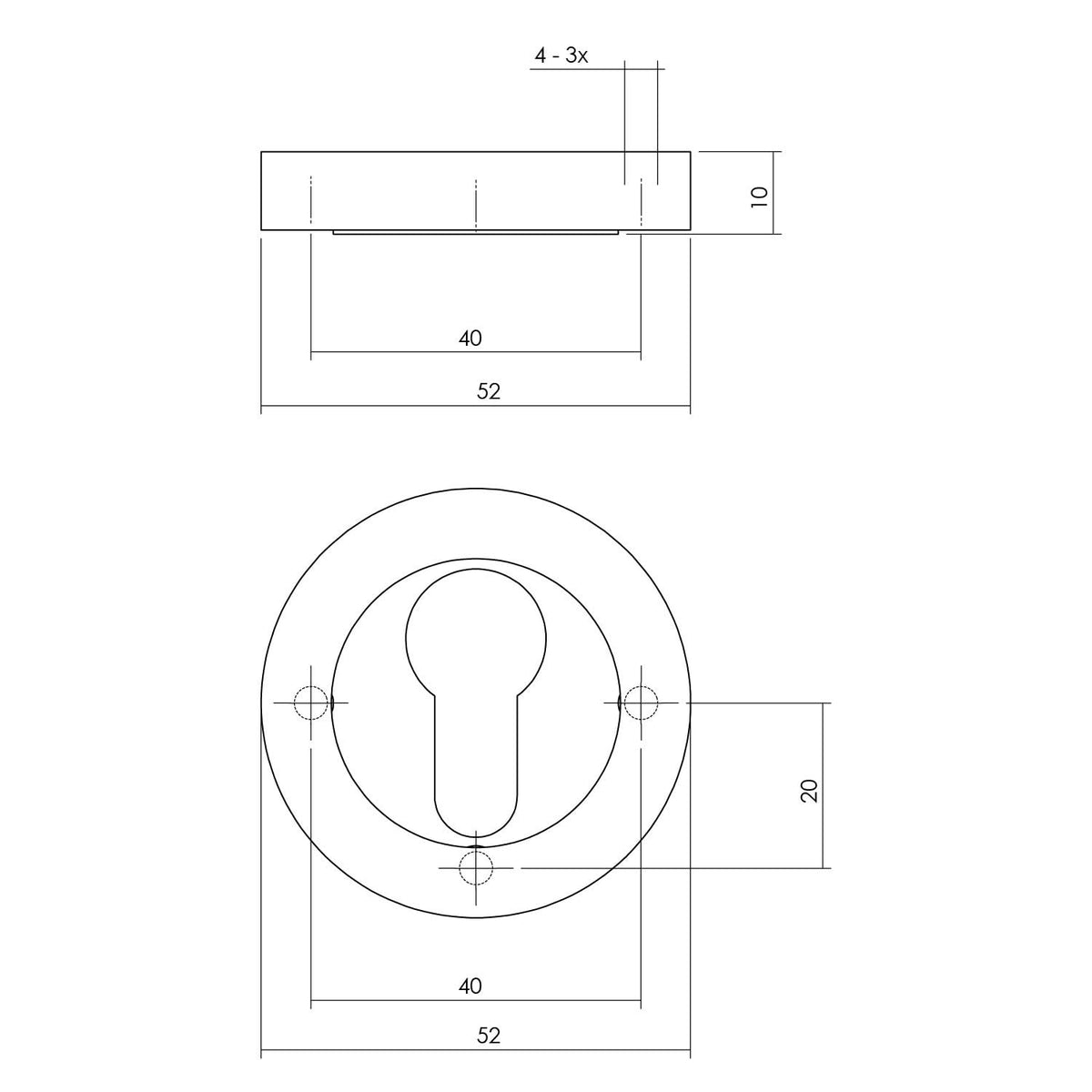 Intersteel rozet profielcilindergat rond Chroom detail