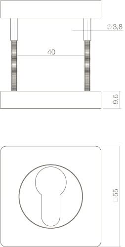 Intersteel rozet met profielcilindergat vierkant wit – detail