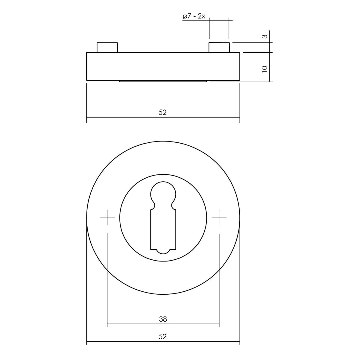 Intersteel rozet met sleutelgat 52x10 mm zwart – detail