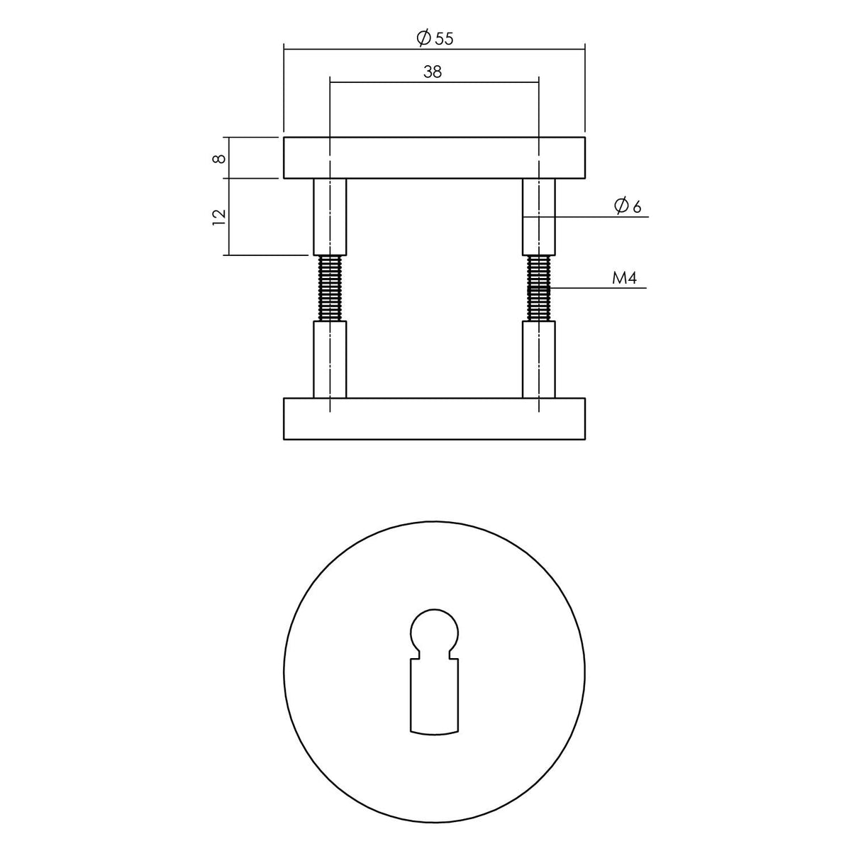 Intersteel rozet met sleutelgat aluminium mat zwart - detail