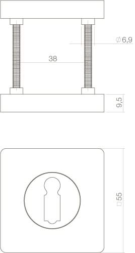 Intersteel rozet met sleutelgat vierkant wit – detail