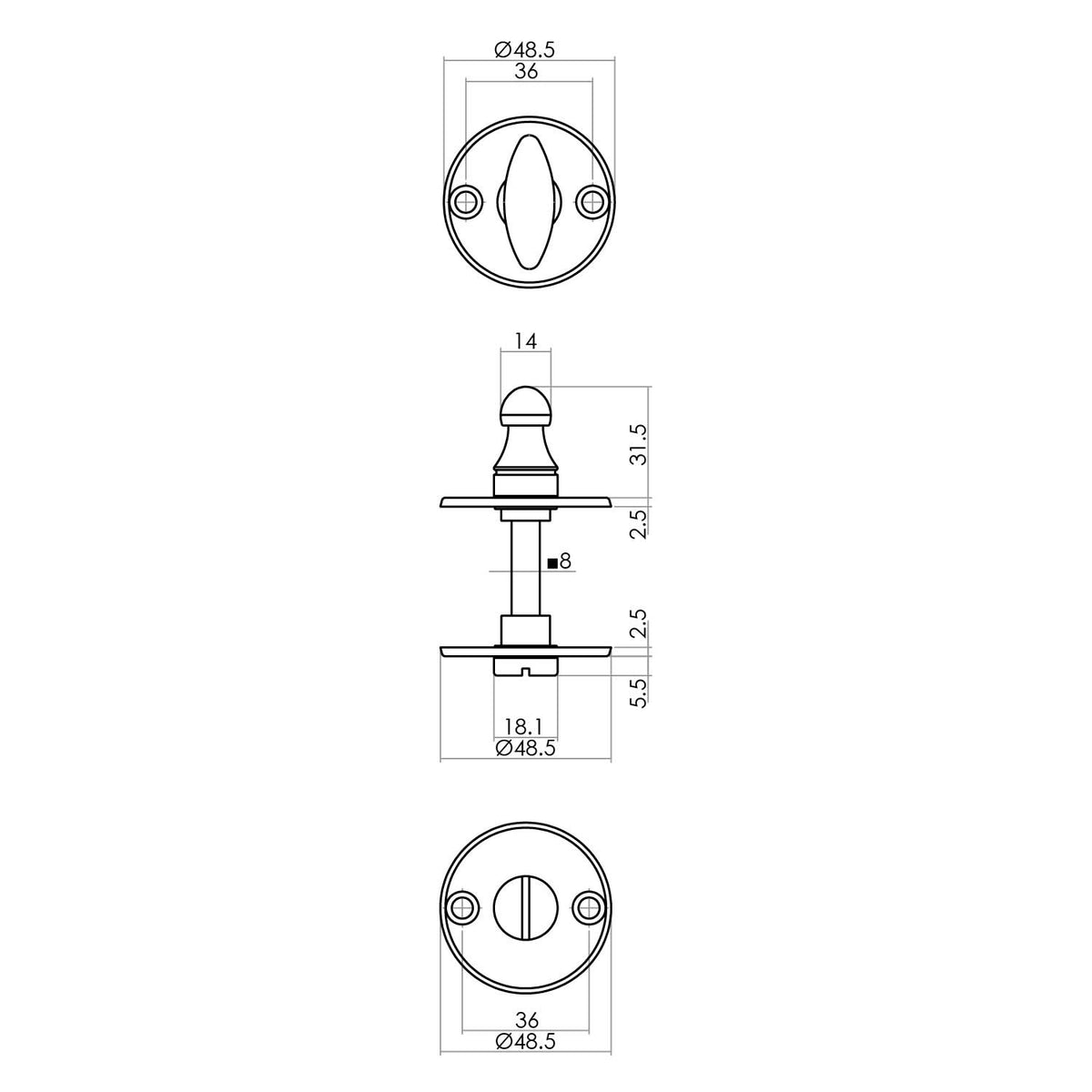 Intersteel rozet toilet-/badkamersluiting rond smeedijzer zwart detail