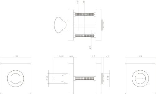 Intersteel rozet met toilet-/badkamersluiting vierkant wit – detail