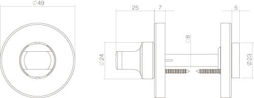 Intersteel toilet-/badkamersluiting 49x7mm nikkel mat – detail