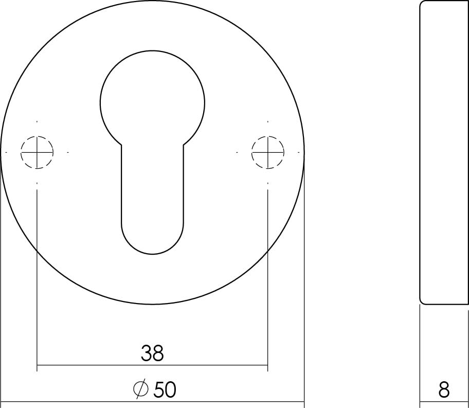 Intersteel rozet profielcilindergat rond verdekt chroom mat detail