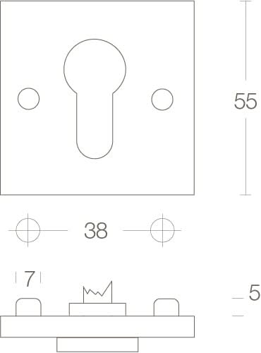 Intersteel rozet met profielcilindergat vierkant mat zwart – detail