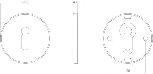 Intersteel rozet sleutelgat rond plat verdekt RVS geborsteld – detail