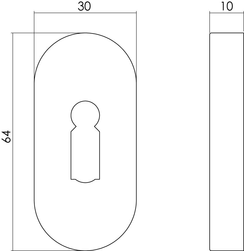 Intersteel rozet met sleutelgat ovaal verdekt RVS geborsteld detail