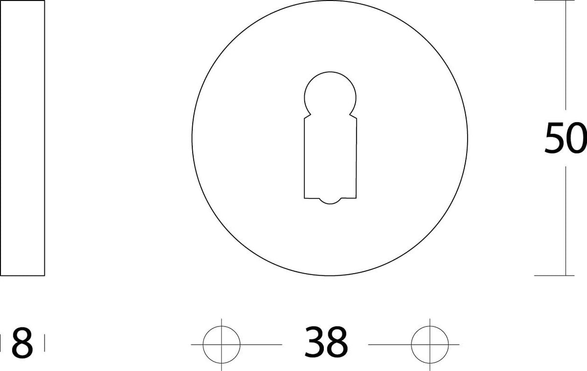Intersteel rozet met sleutelgat rond chroom – detail
