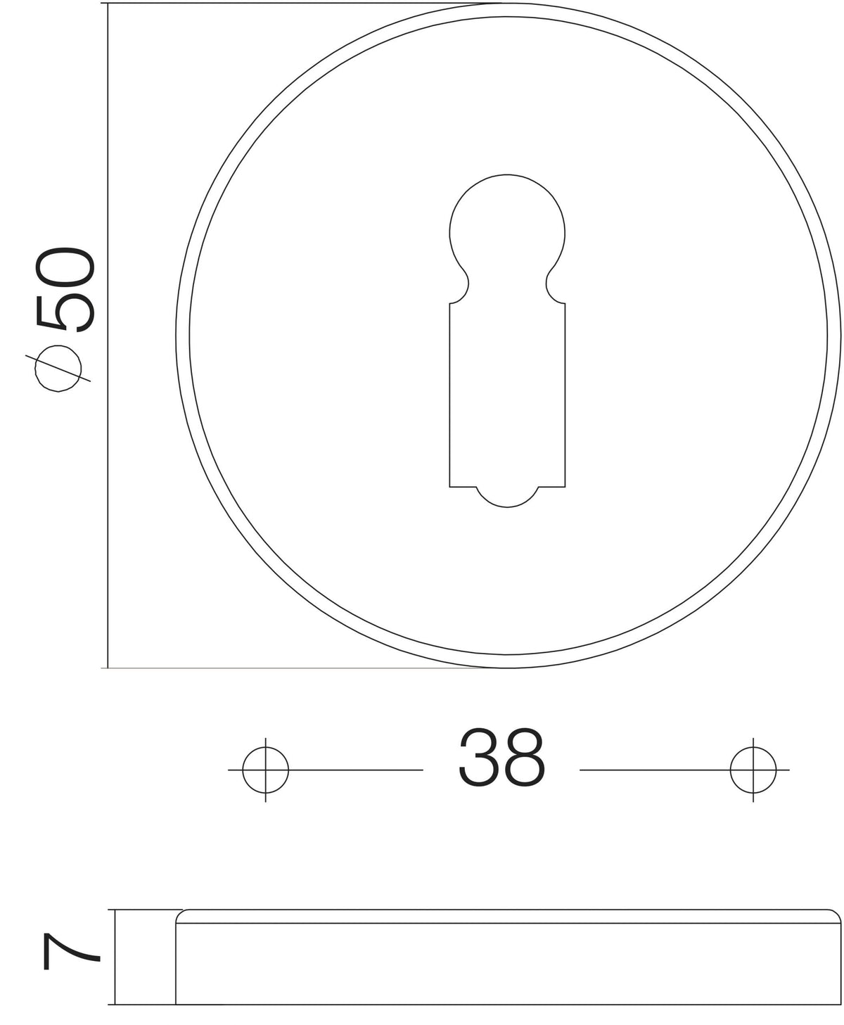 Intersteel rozet sleutelgat verdekt messing gelakt - detail