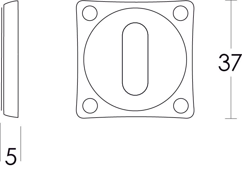 Intersteel rozet met sleutelgat vierkant nikkel mat – detail