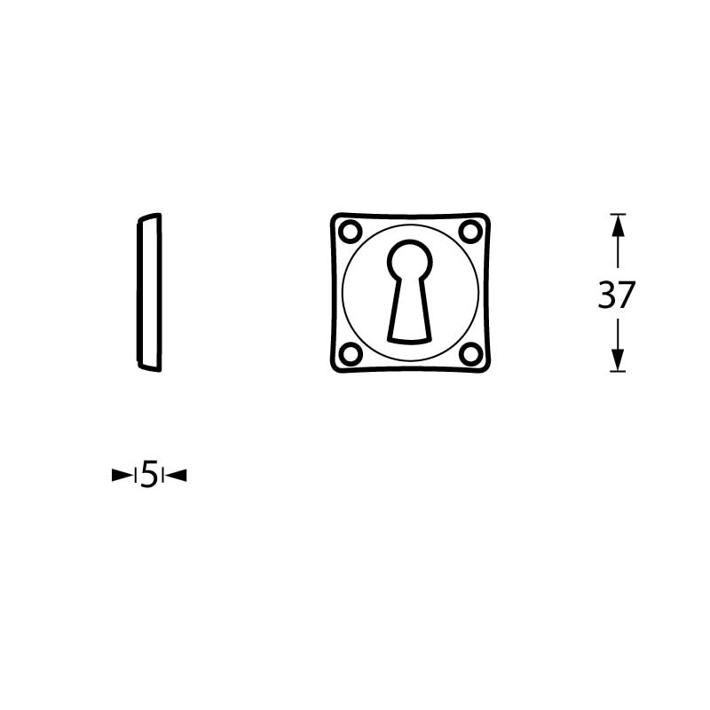 Intersteel rozet met sleutelgat vierkant chroom – detail