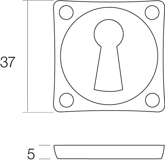 Intersteel rozet sleutelgat vierkant nikkel mat detail