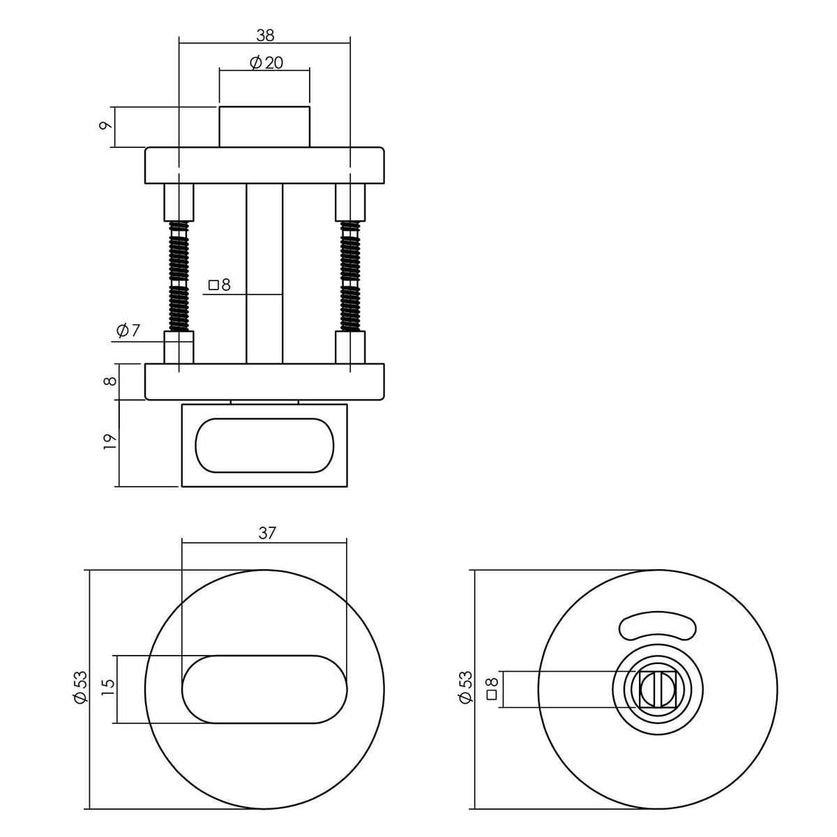 Intersteel rozet met toilet-/badkamersluiting rond rvs geborsteld – detail