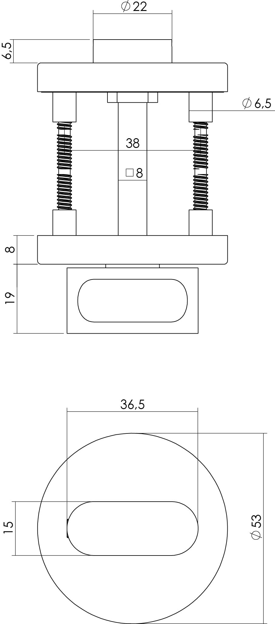Intersteel toilet-/badkamerrozet rond nokken RVS geborsteld – detailweergave