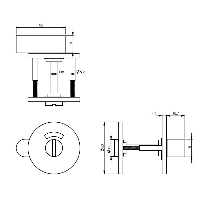 Intersteel rozet toilet-/badkamersluiting rond mat zwart – detail