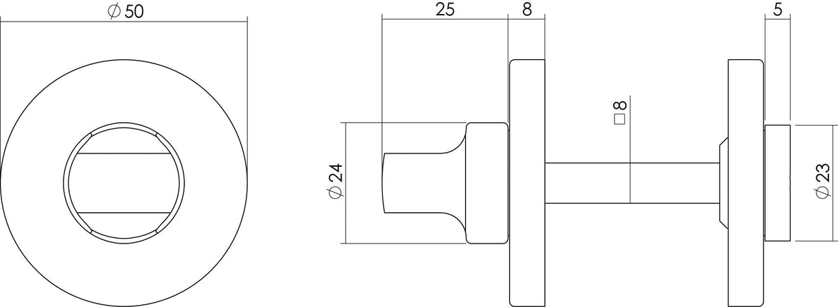 Intersteel rozet met toilet-/badkamersluiting rond nikkel mat – detail