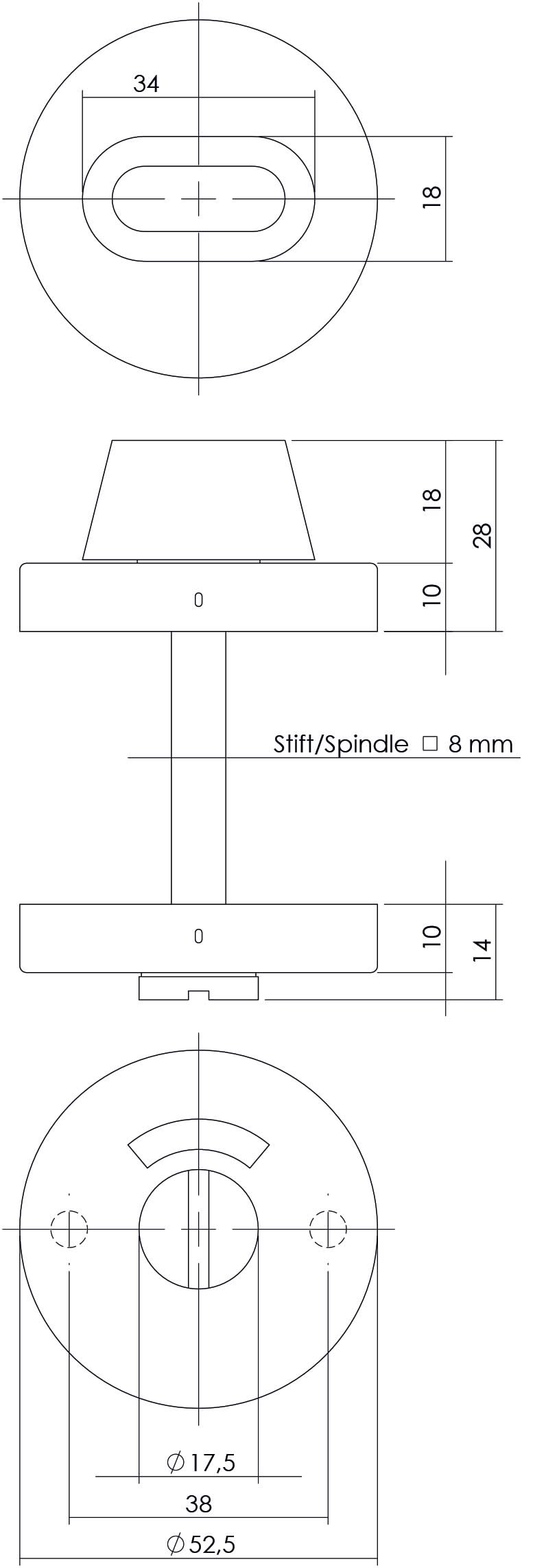 Intersteel toilet-/badkamersluiting rond RVS geborsteld – detail