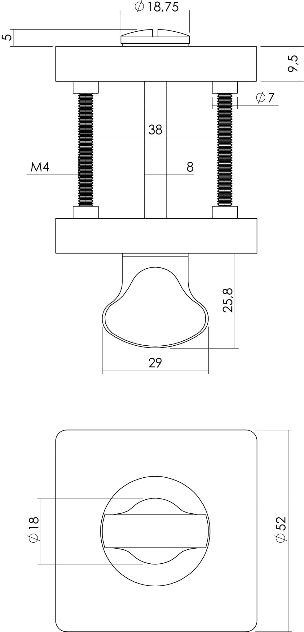 Intersteel rozet toilet-/badkamersluiting vierkant Chroom/Nikkel Mat detail
