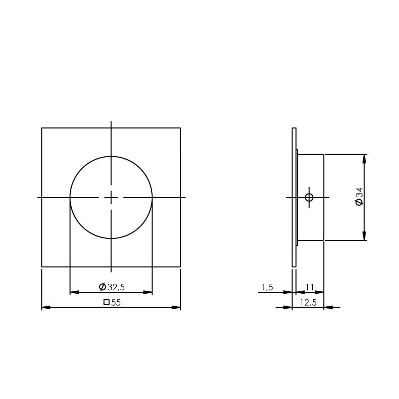 Intersteel schuifdeurkom 4-kant RVS geborsteld detail