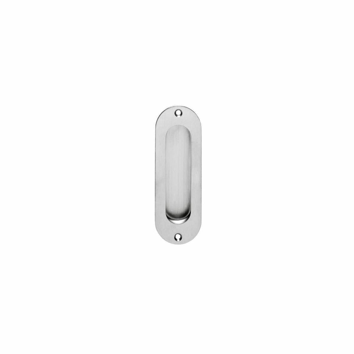 Intersteel schuifdeurkom ovaal 120x40mm met schroefgaten RVS geborsteld vooraanzicht
