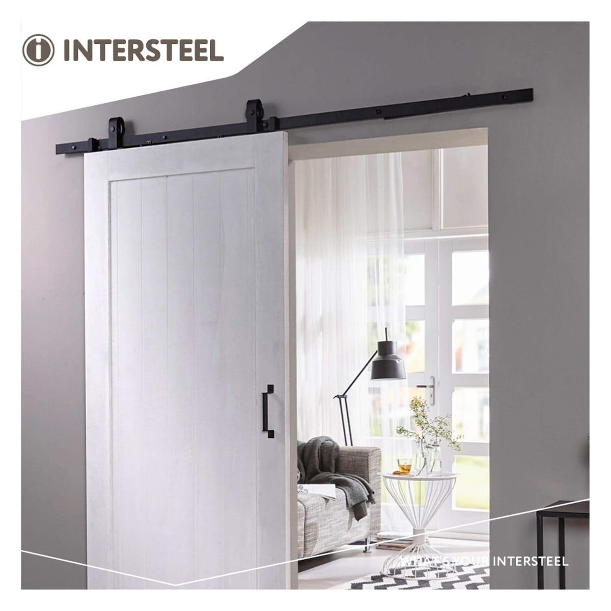 Intersteel schuifdeursysteem Basic Top mat zwart – hangrol detail