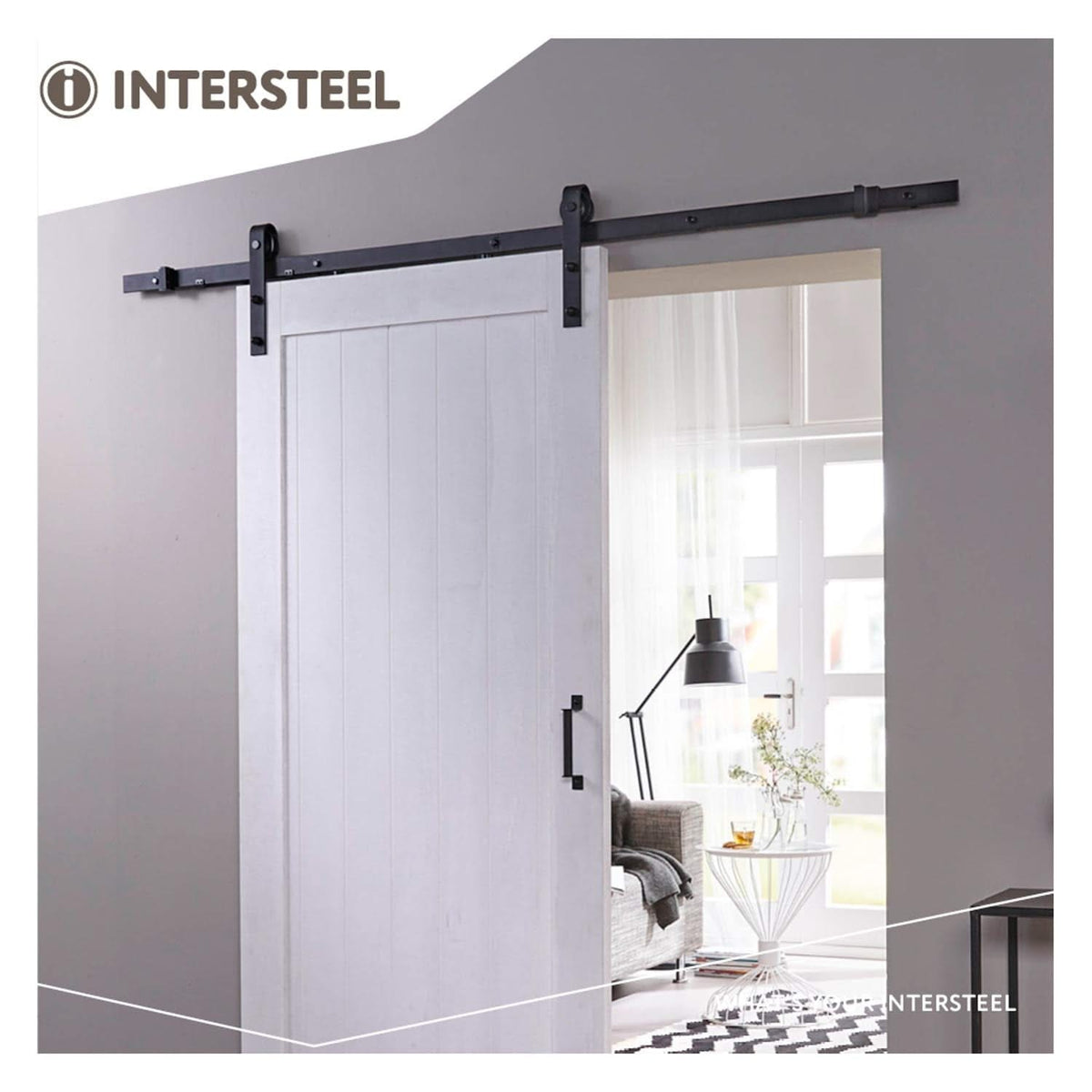 Intersteel schuifdeursysteem Basic mat zwart detail hangrol