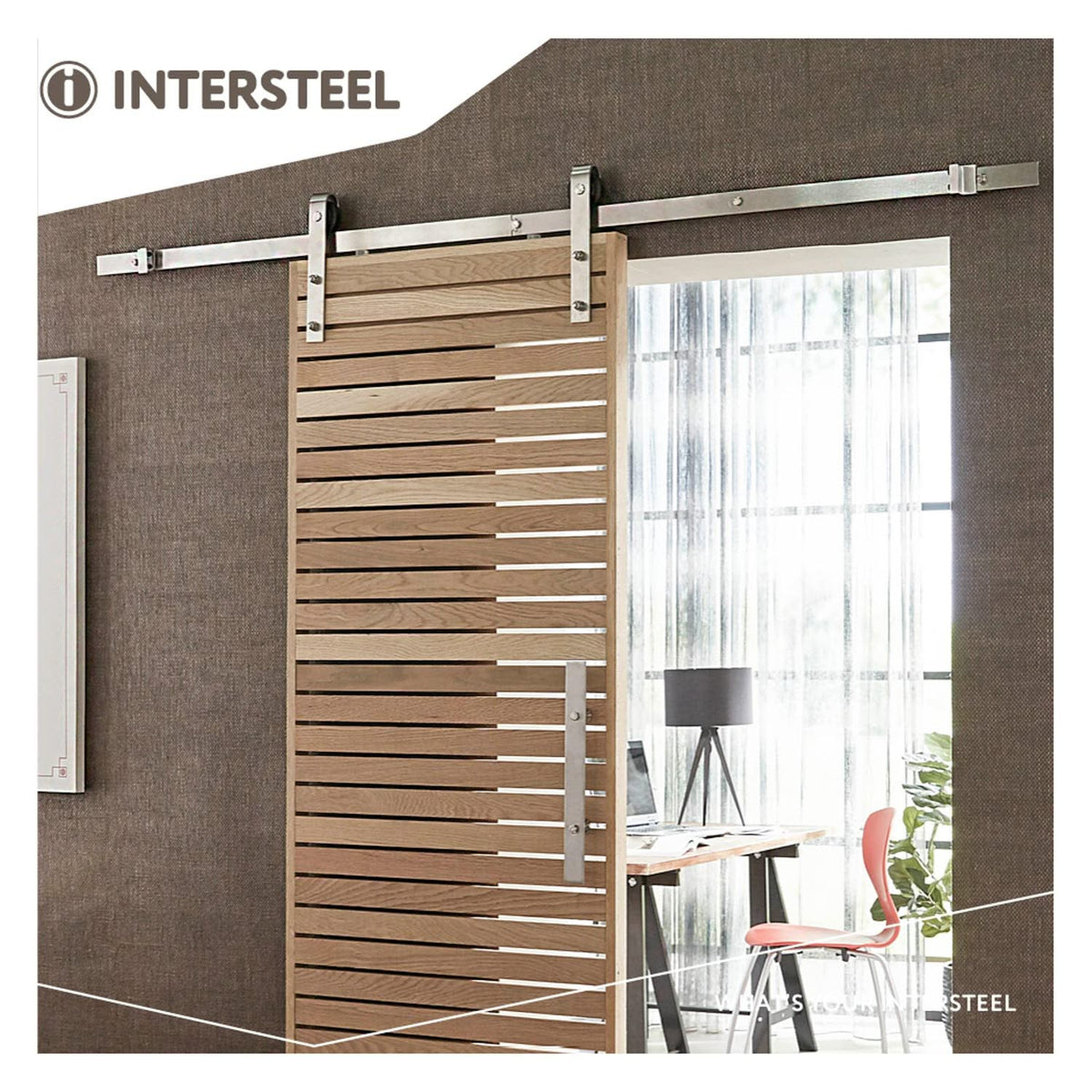 Intersteel schuifdeursysteem Basic RVS geborsteld – bevestiging detail