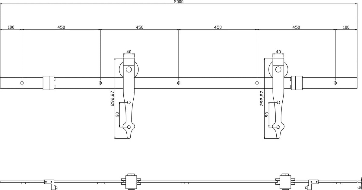 Intersteel schuifdeursysteem Classic mat zwart gemonteerd