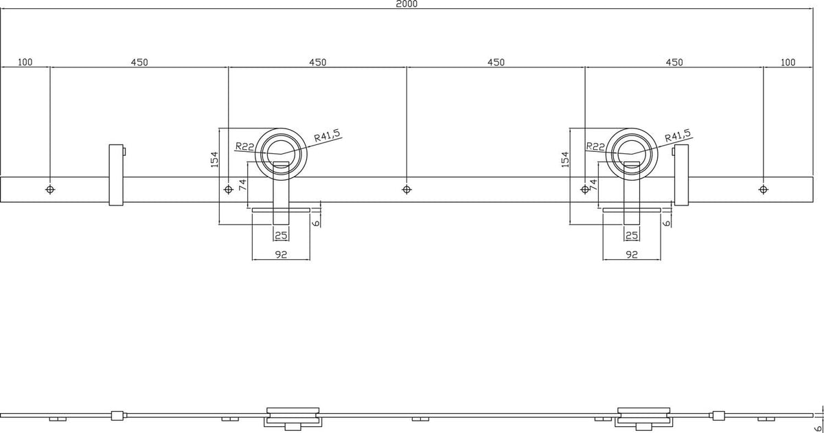 Intersteel schuifdeursysteem Modern Top RVS geborsteld – toprail detail