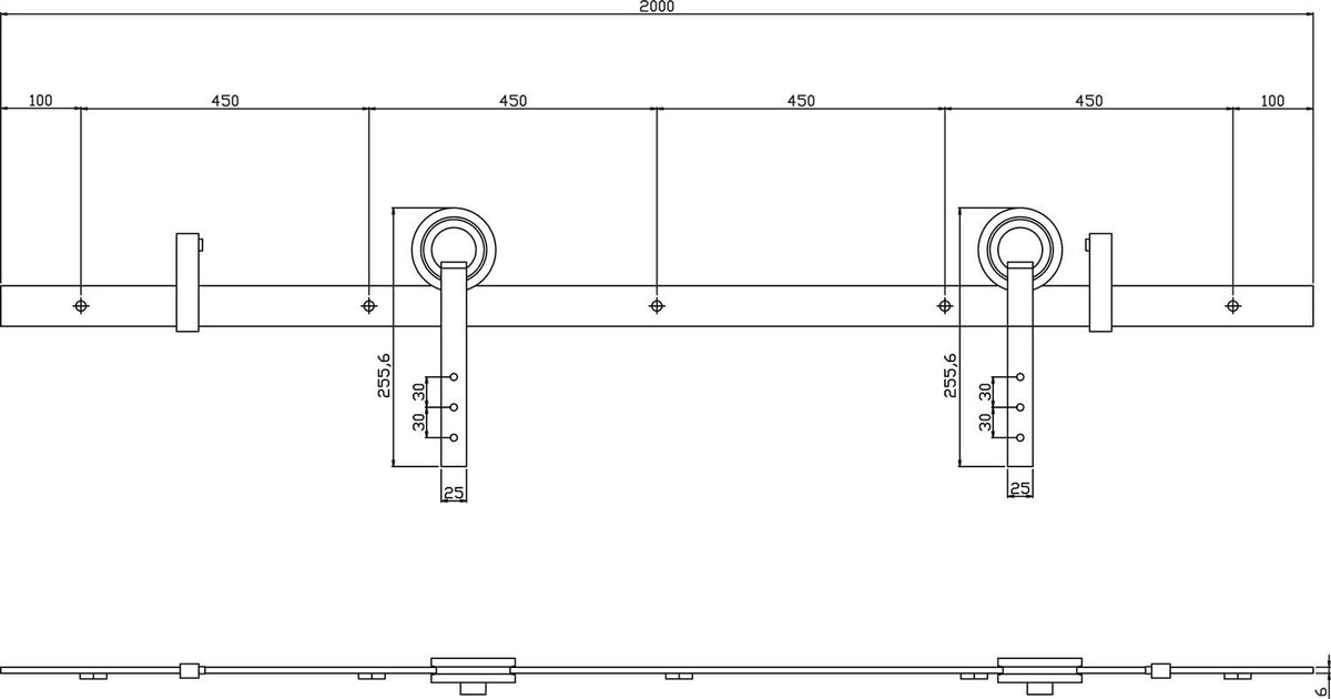 Intersteel schuifdeursysteem Modern RVS geborsteld – railsysteem detail