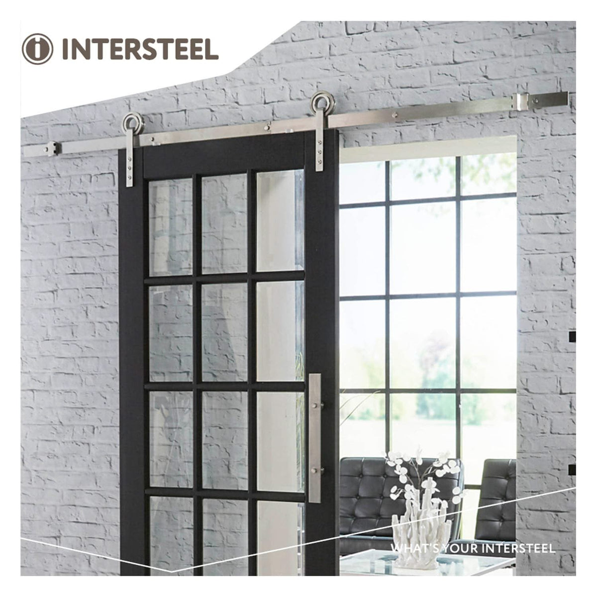Intersteel schuifdeursysteem Modern RVS geborsteld – gemonteerd aan schuifdeur