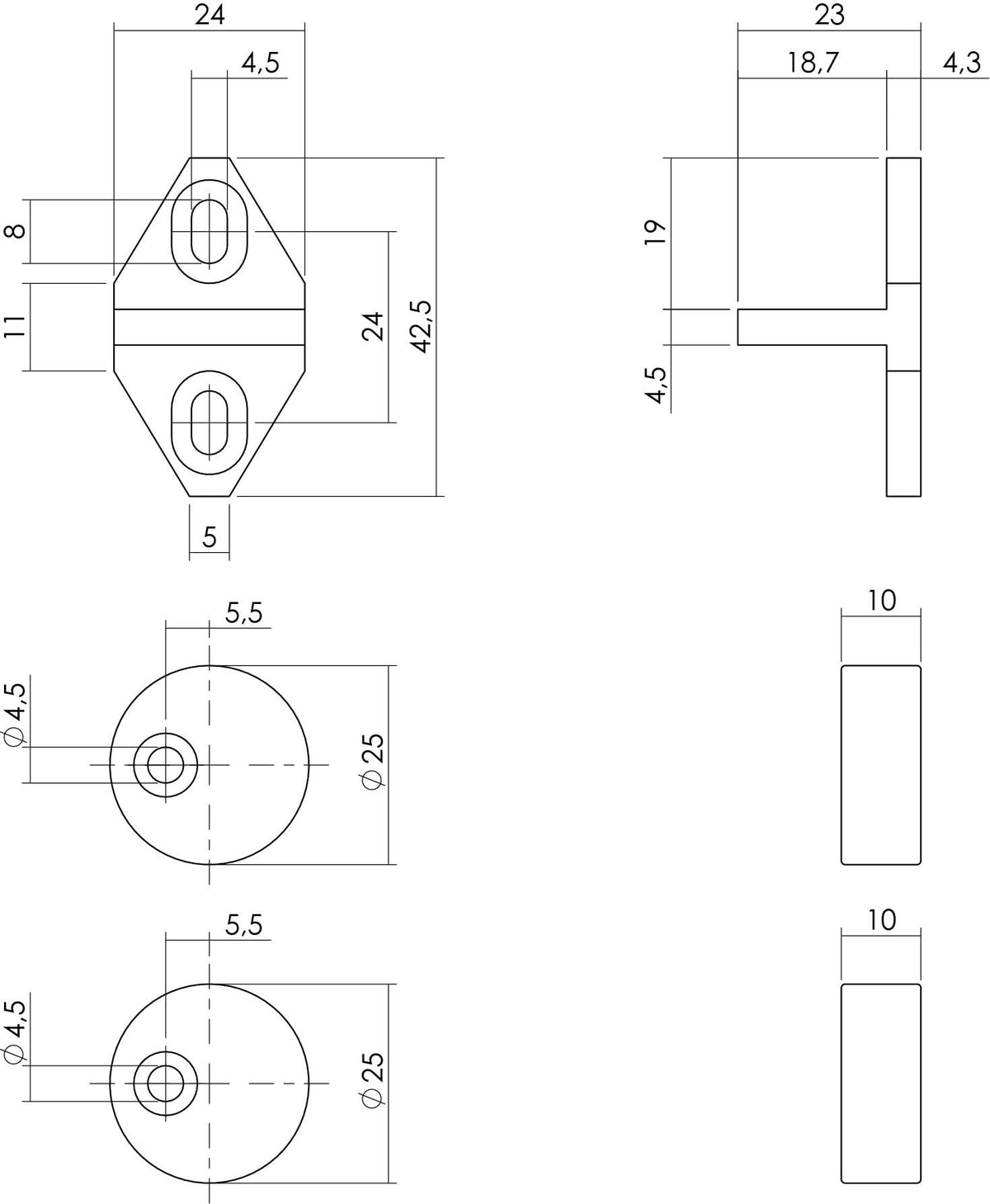Intersteel geleider met afstandhouders schuifdeursysteem mat zwart detail