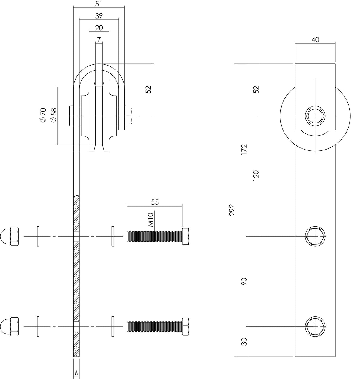 Intersteel hangrol Basic 29 mm RVS geborsteld – detail