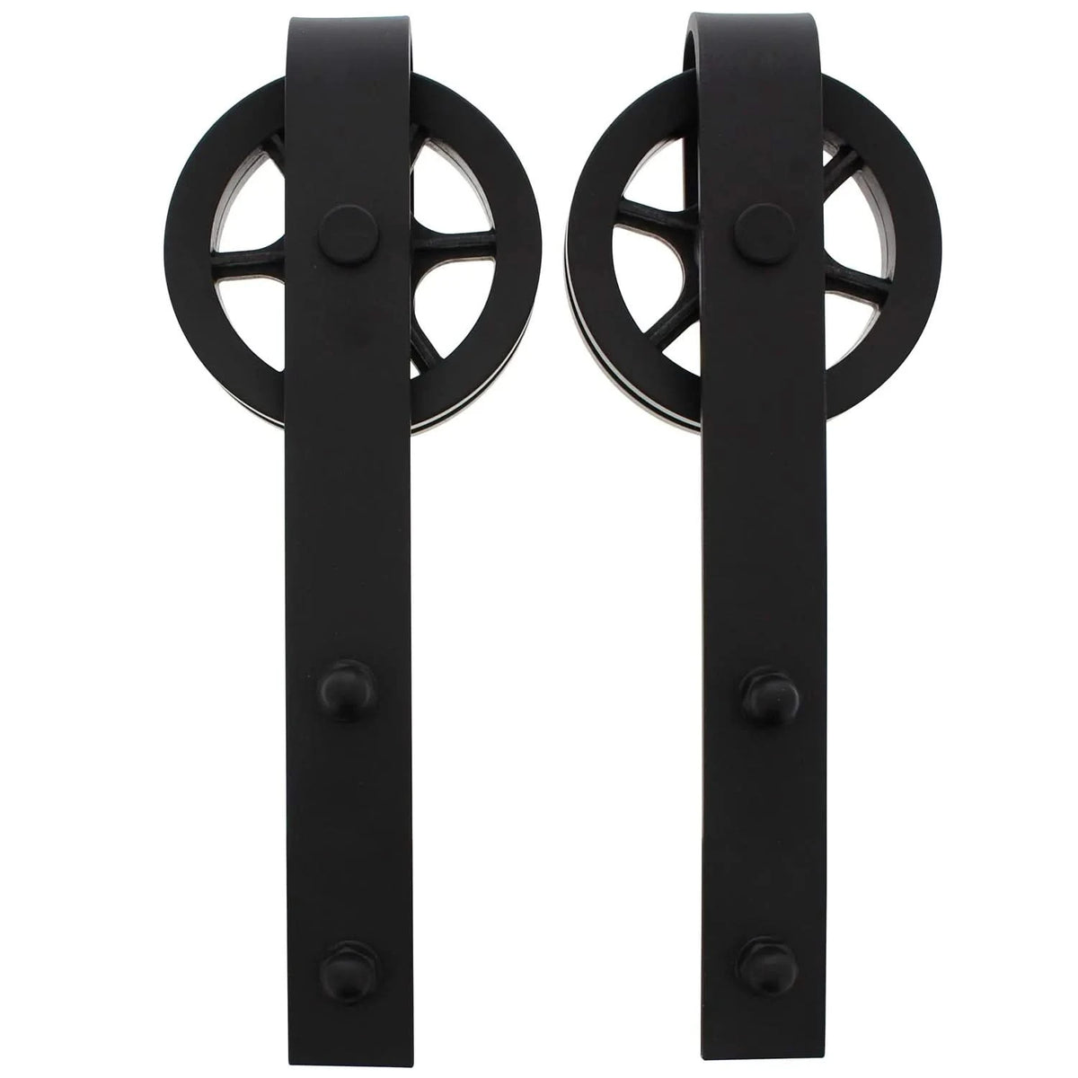 Intersteel hangrollen Wheel 340 mm set van 2 mat zwart – vooraanzicht