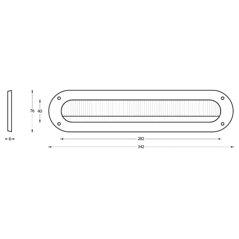 Intersteel Tochtwering ovaal 342x76 mm rvs geborsteld detail