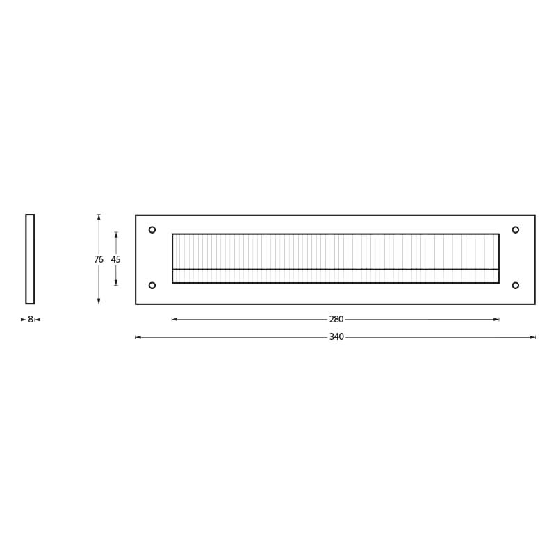 Intersteel tochtwering rechthoek RVS getrommeld – detailweergave