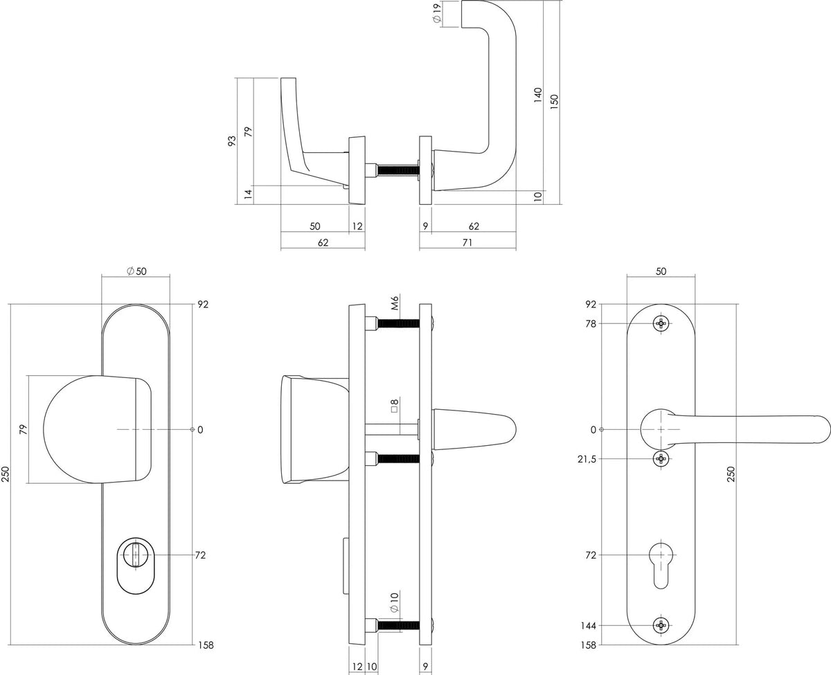 Intersteel veiligheidsbeslag greep kruk SKG3 PC72 aluminium zwart detail
