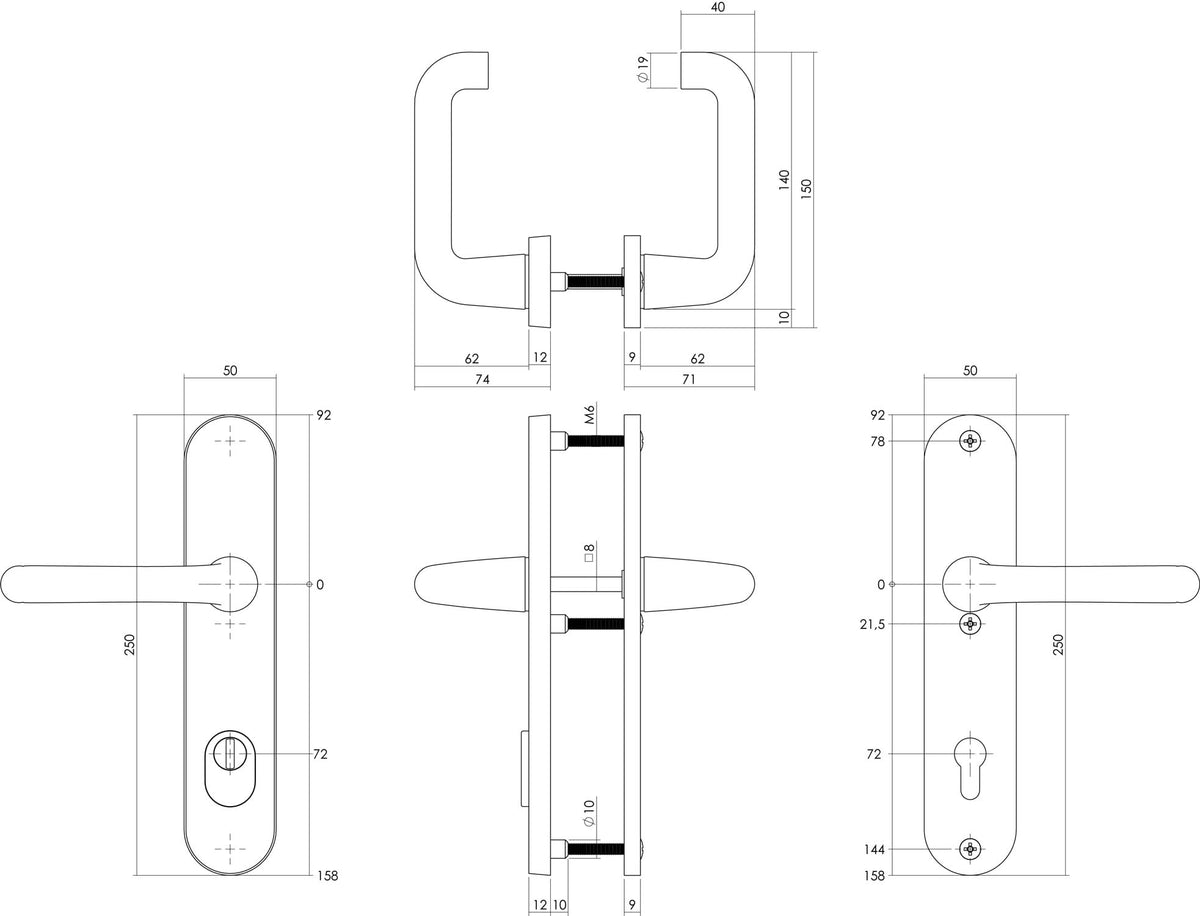 Intersteel veiligheidsbeslag rechthoekig mat zwart SKG*** kruk/kruk PC72 – detail