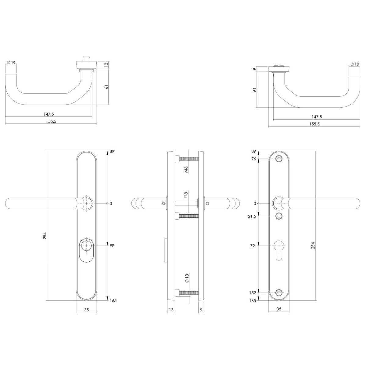 Intersteel veiligheidsbeslag PC72 smal schild SKG*** RVS geborsteld – detail